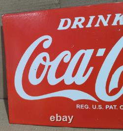 Drink Coca Cola Porcelain Enamel Sign 18 x 10 Inches 2 Sided