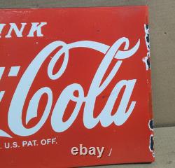 Drink Coca Cola Porcelain Enamel Sign 18 x 10 Inches 2 Sided