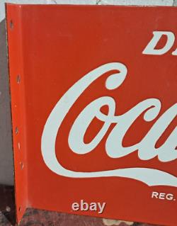 Drink Coca Cola Porcelain Enamel Sign 18x 10 Inches 2 Sided
