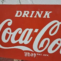 Drink Coca Cola Porcelain Enamel Sign 18x 10 Inches 2 Sided