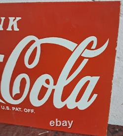 Drink Coca Cola Porcelain Enamel Sign 18x 10 Inches 2 Sided