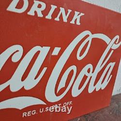 Drink Coca Cola Porcelain Enamel Sign 18x 10 Inches 2 Sided