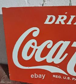 Drink Coca Cola Porcelain Enamel Sign 18x 10 Inches 2 Sided