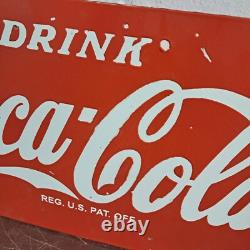 Drink Coca Cola Porcelain Enamel Sign 18x 10 Inches 2 Sided