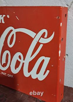 Drink Coca Cola Porcelain Enamel Sign 18x 10 Inches 2 Sided