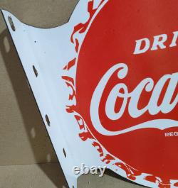Drink Coca Cola Porcelain Enamel Sign 19.5 x 17 Inches 2 Sided