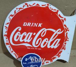 Drink Coca Cola Porcelain Enamel Sign 19.5 x 17 Inches 2 Sided