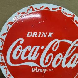 Drink Coca Cola Porcelain Enamel Sign 19.5 x 17 Inches 2 Sided