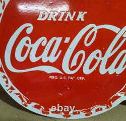 Drink Coca Cola Porcelain Enamel Sign 19.5 x 17 Inches 2 Sided