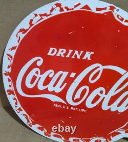 Drink Coca Cola Porcelain Enamel Sign 19.5 x 17 Inches 2 Sided