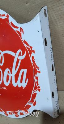 Drink Coca Cola Porcelain Enamel Sign 19.5 x 17 Inches 2 Sided