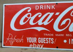 Drink Coca Cola Porcelain Enamel Sign 24 X 10 Inches 1 sides