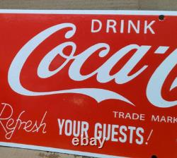 Drink Coca Cola Porcelain Enamel Sign 24 X 10 Inches 1 sides