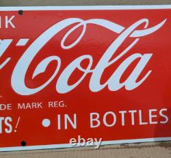 Drink Coca Cola Porcelain Enamel Sign 24 X 10 Inches 1 sides