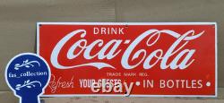 Drink Coca Cola Porcelain Enamel Sign 24 x 10 Inches 1 Sided