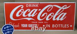 Drink Coca Cola Porcelain Enamel Sign 36 x 15 Inches 1 Sided
