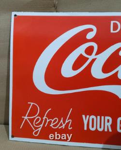 Drink Coca Cola Porcelain Enamel Sign 36 x 15 Inches 1 Sided