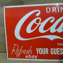 Drink Coca Cola Porcelain Enamel Sign 36 x 15 Inches 1 Sided