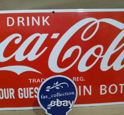 Drink Coca Cola Porcelain Enamel Sign 36 x 15 Inches 1 Sided