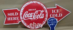 Drink Coca Cola Porcelain Enamel Sign 40 x 16.5 Inches 1 Sided