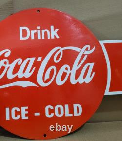 Drink Coca Cola Porcelain Enamel Sign 40 x 16.5 Inches 1 Sided