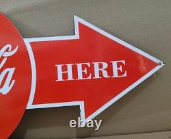 Drink Coca Cola Porcelain Enamel Sign 40 x 16.5 Inches 1 Sided
