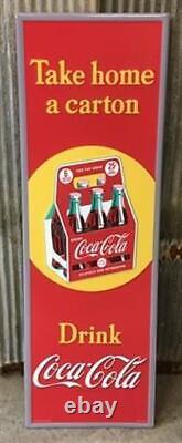 Drink Coca Cola Sign, Take Home Carton, Metal Advertising Sign, Coca Cola Decor