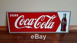 Drink Coca-Cola arrow Sign metal with Coke bottle N. O. S. Condition 50s 60s MCA