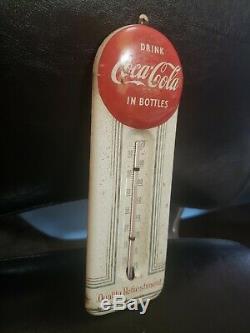 Drink Coca-cola In Bottles Button Cap Advertising Thermometer Sign Gas Station