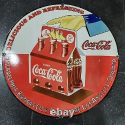 Drink Coca-cola Porcelain Enamel Sign 30 Inches Round