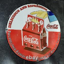 Drink Coca-cola Porcelain Enamel Sign 30 Inches Round