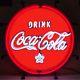 Drink Cold Coca Cola Round Button neon sign on metal grid Coke Soda lamp light