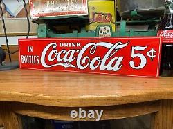 EARLY 1900's (DRINK COCA COLA IN BOTTLES) EMBOSSED METAL TIN TACKER SIGN, NICE
