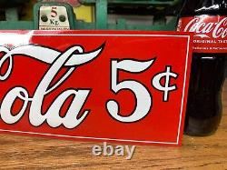 EARLY 1900's (DRINK COCA COLA IN BOTTLES) EMBOSSED METAL TIN TACKER SIGN, NICE