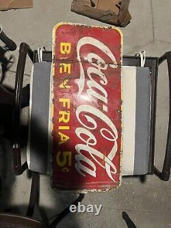 EARLY IN SPANISH Bien Fría COCA COLA PORCELAIN SIGN DOUBLE SIDED 1941 Habana