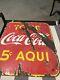 EARLY IN SPANISH TOME COCA COLA PORCELAIN SIGN DOUBLE SIDED 1941 Habana
