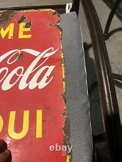 EARLY IN SPANISH TOME COCA COLA PORCELAIN SIGN DOUBLE SIDED 1941 Habana