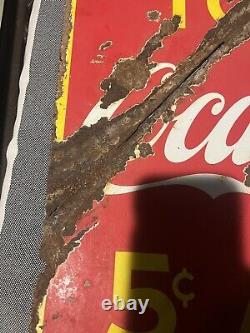EARLY IN SPANISH TOME COCA COLA PORCELAIN SIGN DOUBLE SIDED 1941 Habana