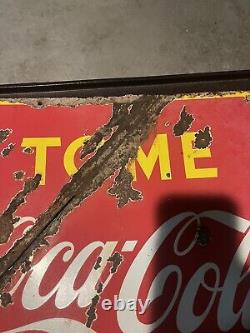 EARLY IN SPANISH TOME COCA COLA PORCELAIN SIGN DOUBLE SIDED 1941 Habana