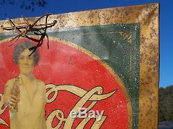 EXTREMELY RARE! ORIGINAL 1927 TIN COCA COLA COKE ADVERTISING SIGN! No Reserve