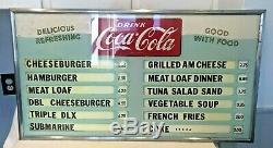 EX-RARE 1950s LRG Glass Coca-Cola Menu Board Sign Antique Coke Soda Diner 36x20