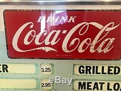 EX-RARE 1950s LRG Glass Coca-Cola Menu Board Sign Antique Coke Soda Diner 36x20