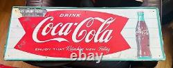 Early 50's Drink Coca Cola Enjoy That Refreshing New Feeling Sign 31.5x 11.75