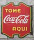 Early In Spanish Tome Coca Cola Porcelain Flange Sign Double Sided 1939