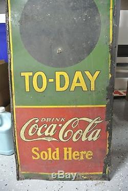 Early Vintage Original Coca Cola Gas Today Tin Sign Not Porcelain No Reserve