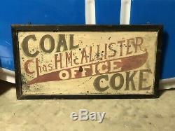 Early Wooden ORIGINAL VinTagE COAL & COKE OFFICE Sign Gas Oil Store Office Decor