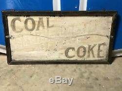 Early Wooden ORIGINAL VinTagE COAL & COKE OFFICE Sign Gas Oil Store Office Decor