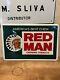Embossed Original & Authentic''red Man Tobacco'' Painted Metal Sign 12x18 In