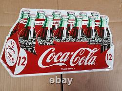 Embossed Tin Coca Cola Sign 12 Pack Cock Carry Case New