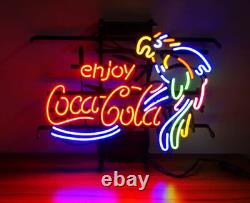 Enjoy Coca Cola Coke Parrot 20x16 Neon Light Sign Lamp Drink Club Real Glass